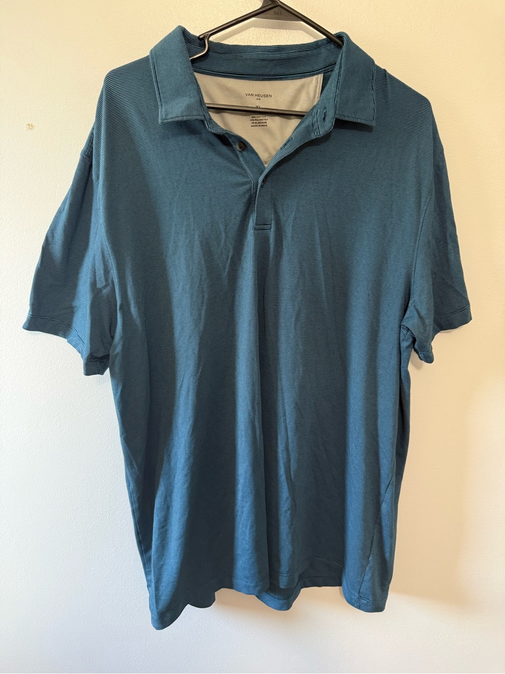 Van Heusen Men's Teal Blue Short-Sleeve Polo